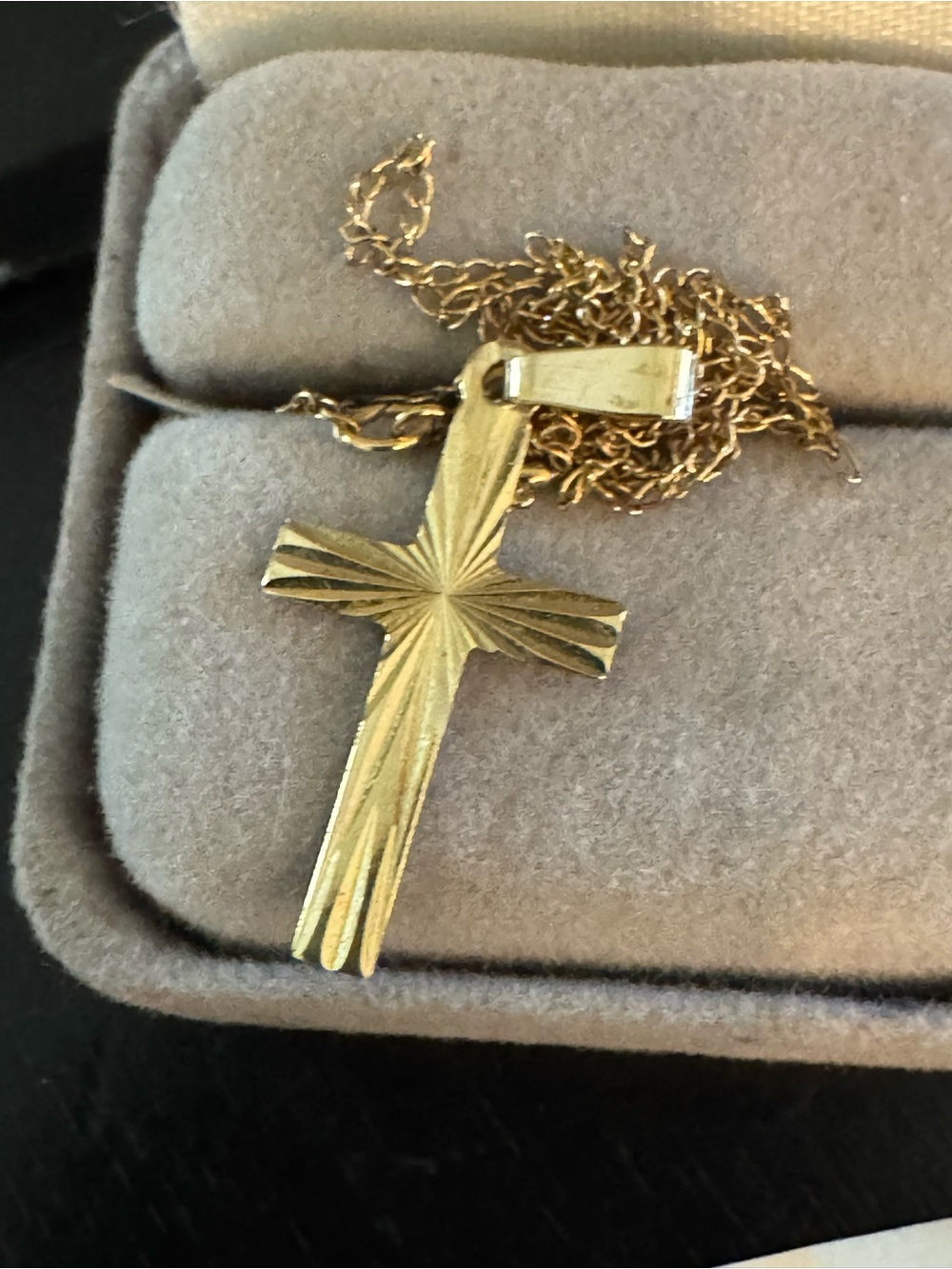 10k Gold Cross Pendant gf chain 14 inch